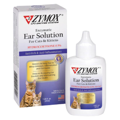 Zymox Cat/Kitten Ear Solution with .5% Hydrocortisone, 1.25 oz - Jeffers - Animal Health & Wellness > Ear Care